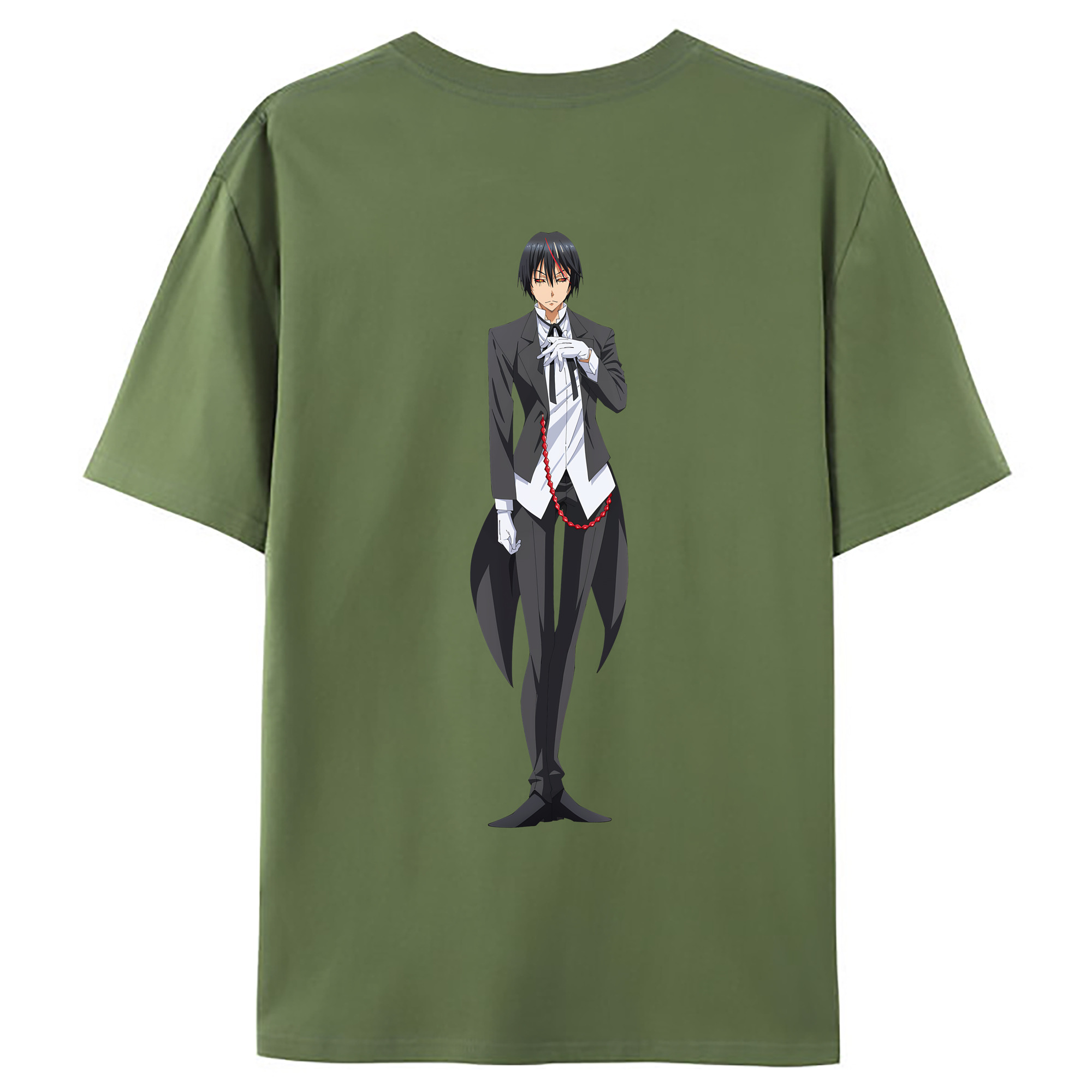 （画像用） 転スラ Regarding Reincarnated to Slime 綿100％ メンズ半袖Tシャツ（バックプリント） 通気性